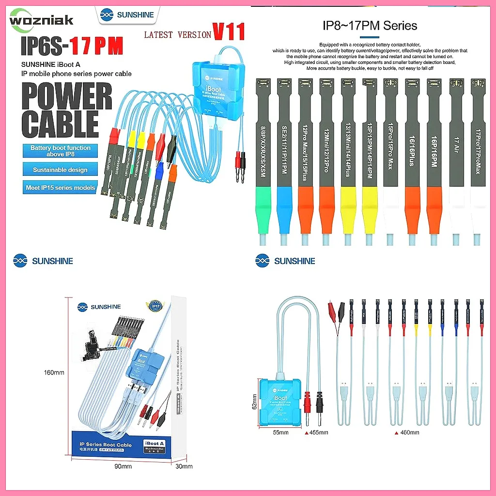 

Оригинальный кабель питания iBoot с переключателем ВКЛ/ВЫКЛ для iPhone 6G ~ 17 Pro Max, инструмент для тестирования и ремонта данных аккумулятора