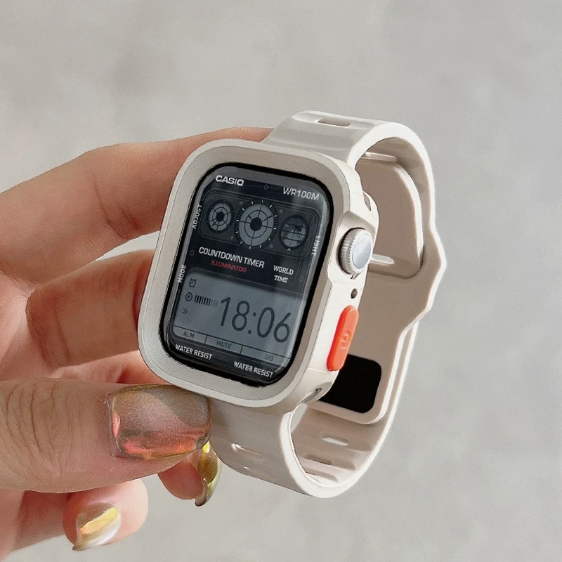 Мягкие силиконовые часы, похожие на Apple Watch 9 8 7 6 SE 5 Sport, противоударный матовый защитный чехол для iWatch 49 мм 41 мм 40 мм 44 мм 45 мм