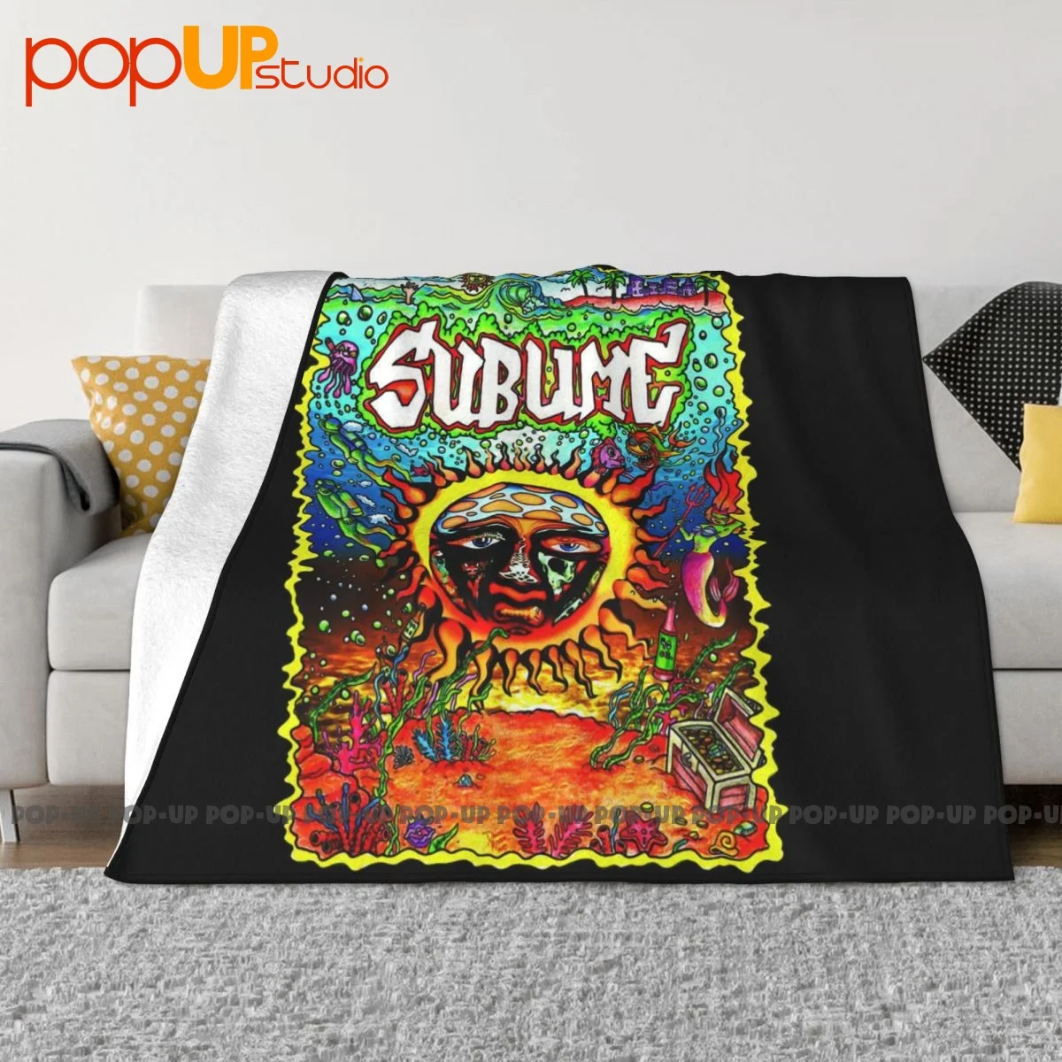 Sublime Band Under The Sea Sun Logo Blanket Sheet Raschel Microfiber Faux Fur Throw Family Expenses