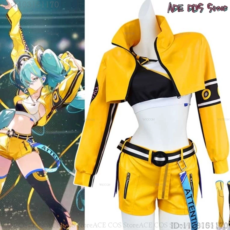 Dive Mikku Mikuo17th Anniversary Yellow Uniforms Cosplay Costume Project Sekai Halloween Party Girl Top Shorts Comic-co Clothing