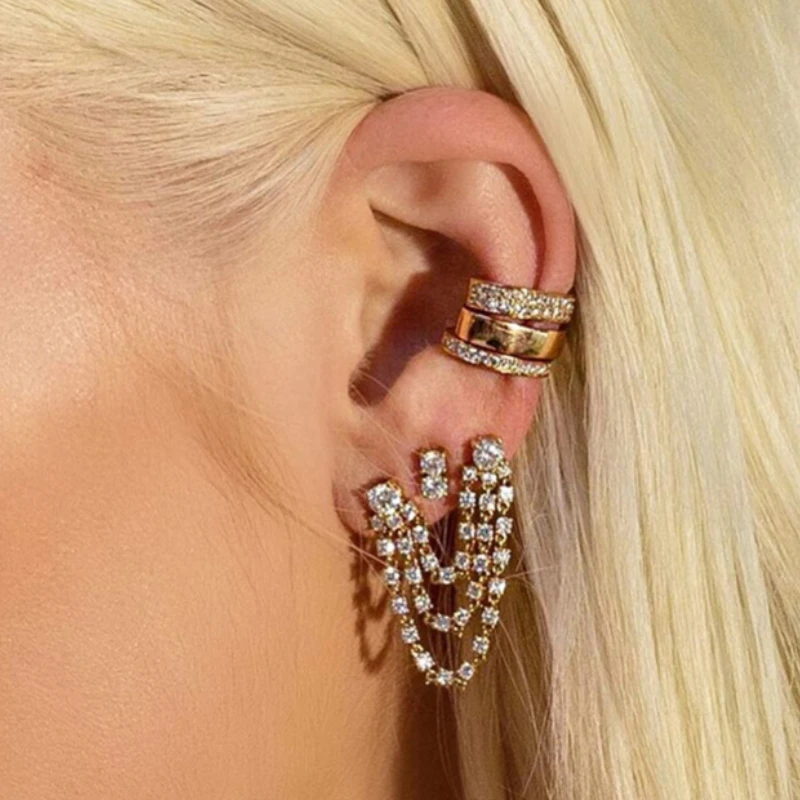 

Temperament Versatile Ear Bone Clip Simple Diamond-set No Ear Piercing Glossy Ear Buckle