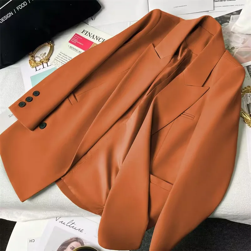 

Женский модный повседневный блейзер, пиджак, весенне-осеннее пальто, верхняя одежда для женщин, однотонный, с длинными рукавами, костюмный стиль