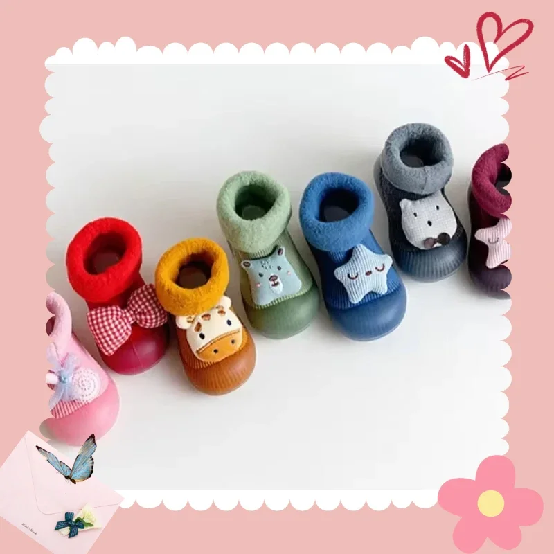 Indoor Boden Schuhe Baby Wanderschuhe Herbst und Winter Gepolsterte Verdickte Baby Socken Schuhe Cartoon Nette Nicht-rutsch Verschleiß-beständig