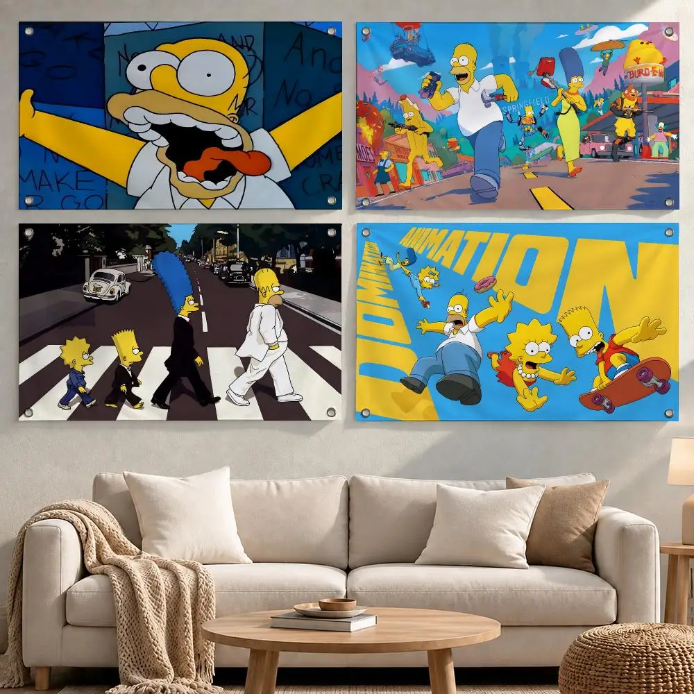 TV Series The Simpsons Flags Minimalist Fabric Banner Flags Garden Shop Bedroom Festival Birthday Wall Decor