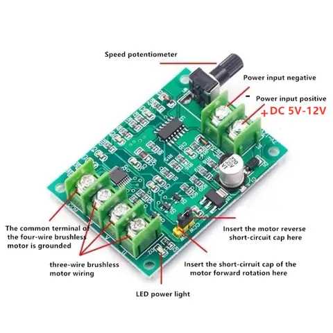 Scheda controller driver motore CC senza spazzole 5V 12V con protezione da sovracorrente di tensione inversa per cavo 3/4 motore disco rigido