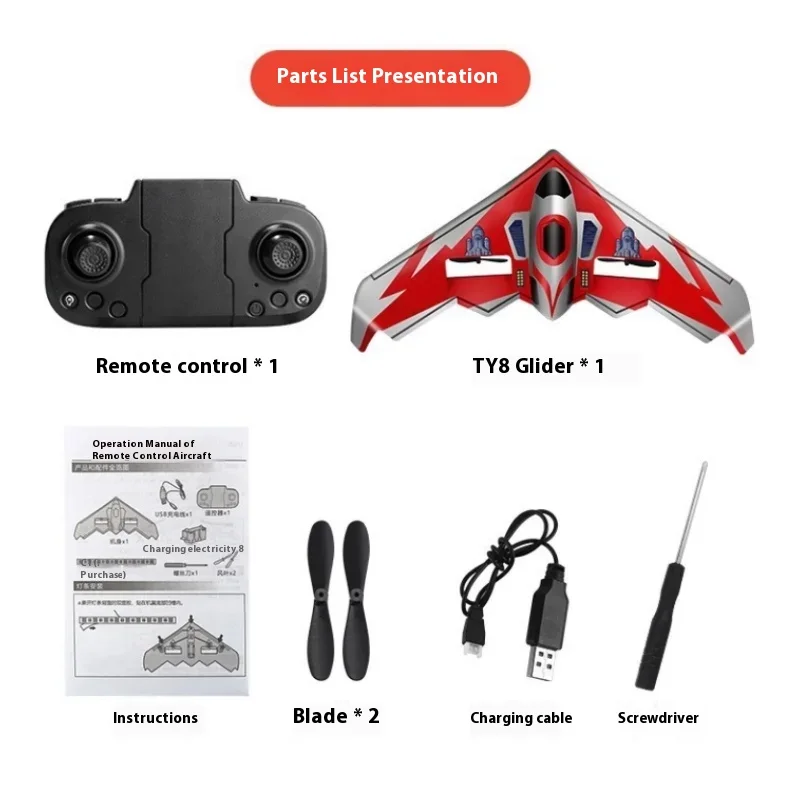 Avion télécommandé en mousse pour enfants, Degré de chute, Lancer à la main, Partners-Wing, Der foetal, Jouet électrique avec lumière LED, Cadeaux pour enfants, Nouveau