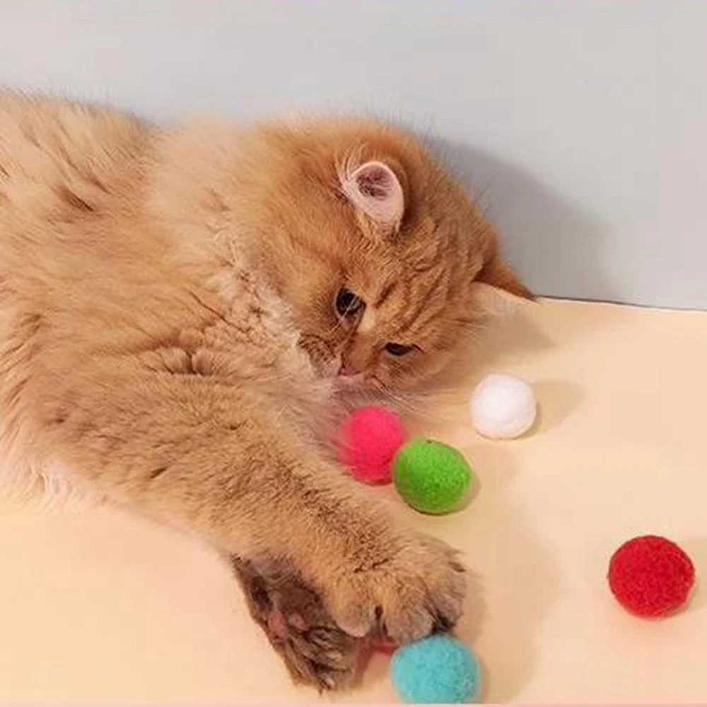 Brinquedos interativos coloridos de pelúcia, gatinhos criativos Mini Pompoms Games, Stretch Training Toy, Acessórios para gatos