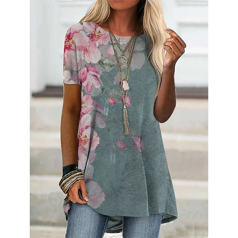 Fashion Floral Flower T-shirt 3D Print Women Oversized Streetwear T Shirts Short Sleeve Tunic Tops Harajuku Tees Female Clothing