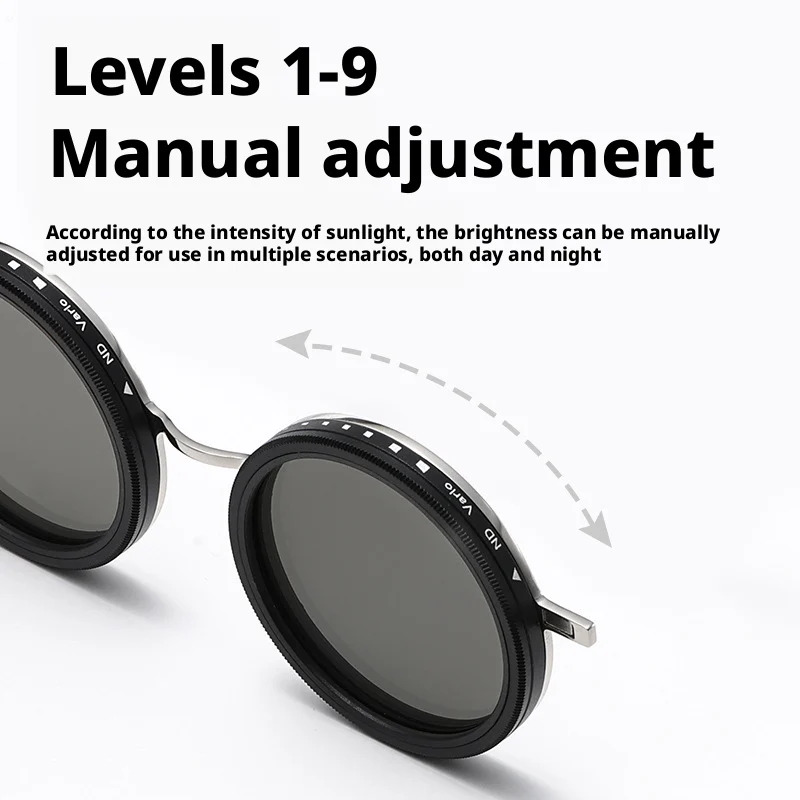 Picture 6: Men Women Round Magnetic Clip Glasses Polarized ND9 Adjustable Light Reduction Lens Customizable Near-Sightedness Lens 25099