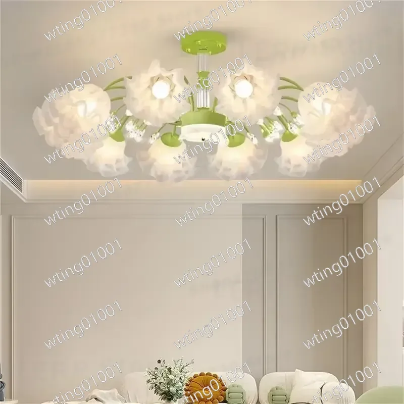 for BERTH Modern LED Flower Chandelier American Pastoral Pendant Light Luxury Ceiling Fixture for Living Room Dining Bedroom