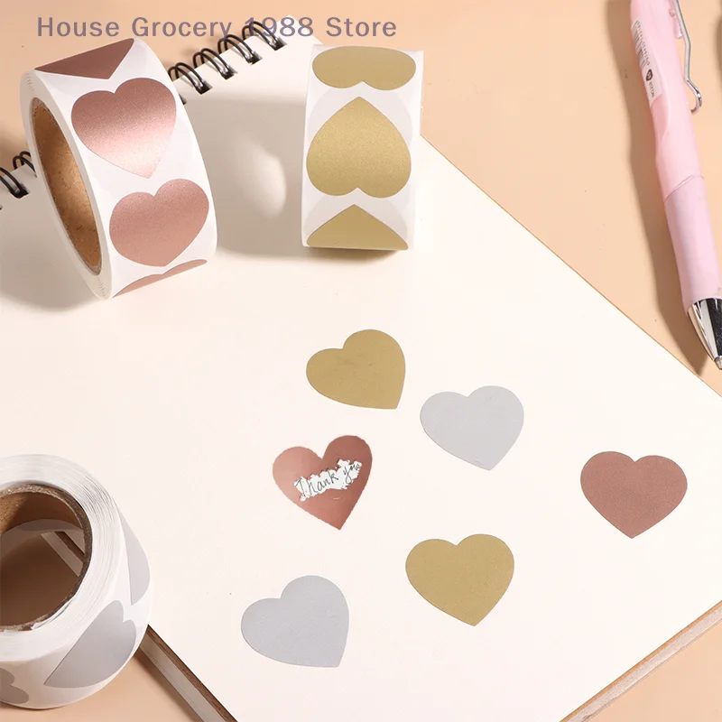 300 Pcs/roll Heart Scratch Off Stickers Labels Scratch Sticker Label Stationery DIY Handmade Game Self-Adhesive Sticker