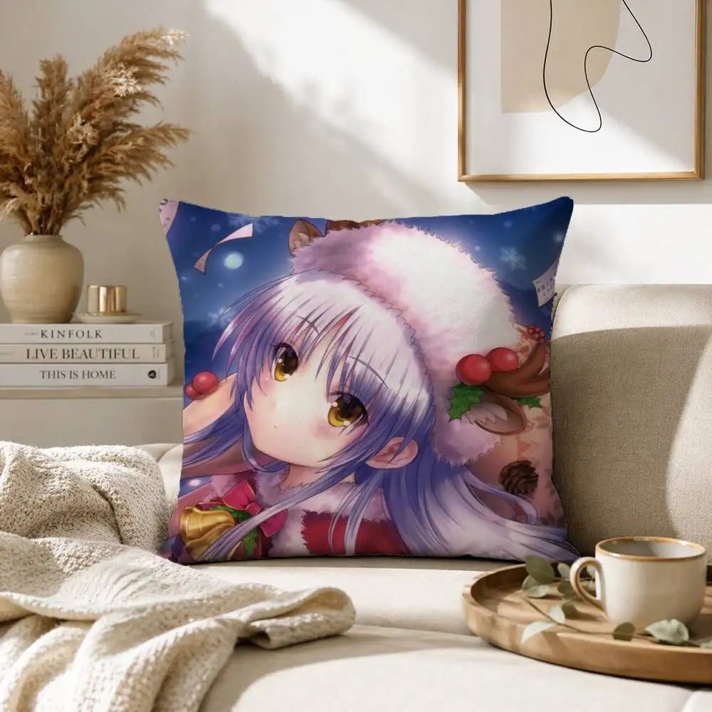 Angel Beats! Anime Girl Cute Yui Kanade Pillow Case for Sofa Living Room Home Office Decor Protective Cover