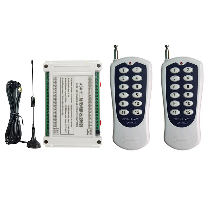 AC110V 220V 380V 12 CH Channels RF Wireless Remote Control Switch Remote Control System receiver transmitter 12CH Relay 433 MHz