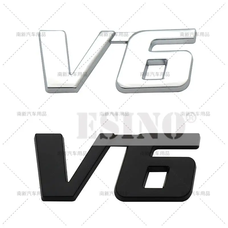 3D V6 4WD Metal Alloy RearTrunk Fender Adhesive Badge Body Tailgate Displaceme Emblem For Toyota Highlander