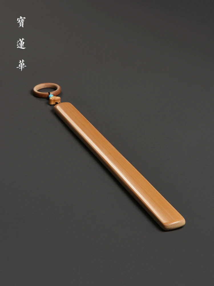 

Handcrafted Smooth Jade Bamboo Ruler Tea Play Bamboo Carving round Wooden Model Office Decorations And Collectibles