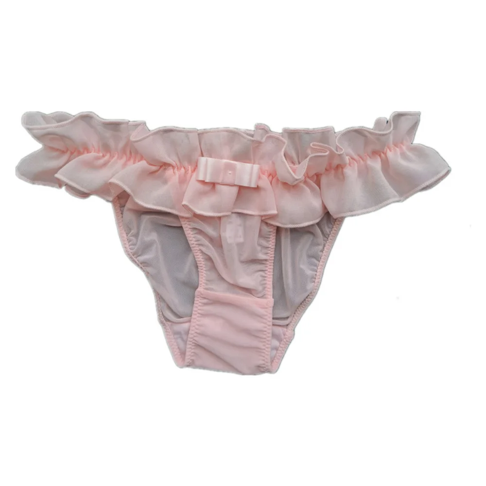 

Japanese New Lolita Style Full Lace Underwear Women's Low Rise Sexy Women's G-string Pants Chiffon Pleats Thong Panties Women