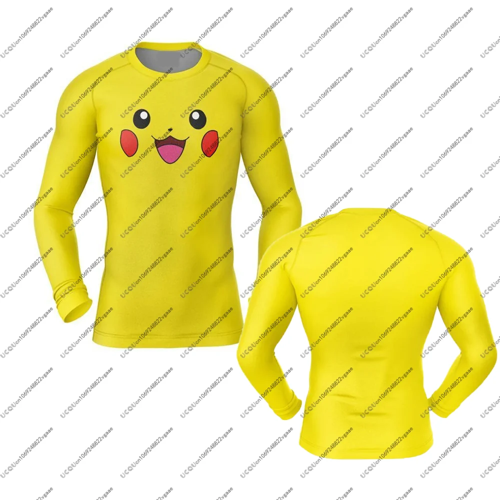 

Мужской детский топ P-Pikachu Kids Rash Guard Бразильское джиу-джитсу Тренажерный зал Футболка для фитнеса Подарок Мужская повседневная спортивная осенне-зимняя футболка Зима