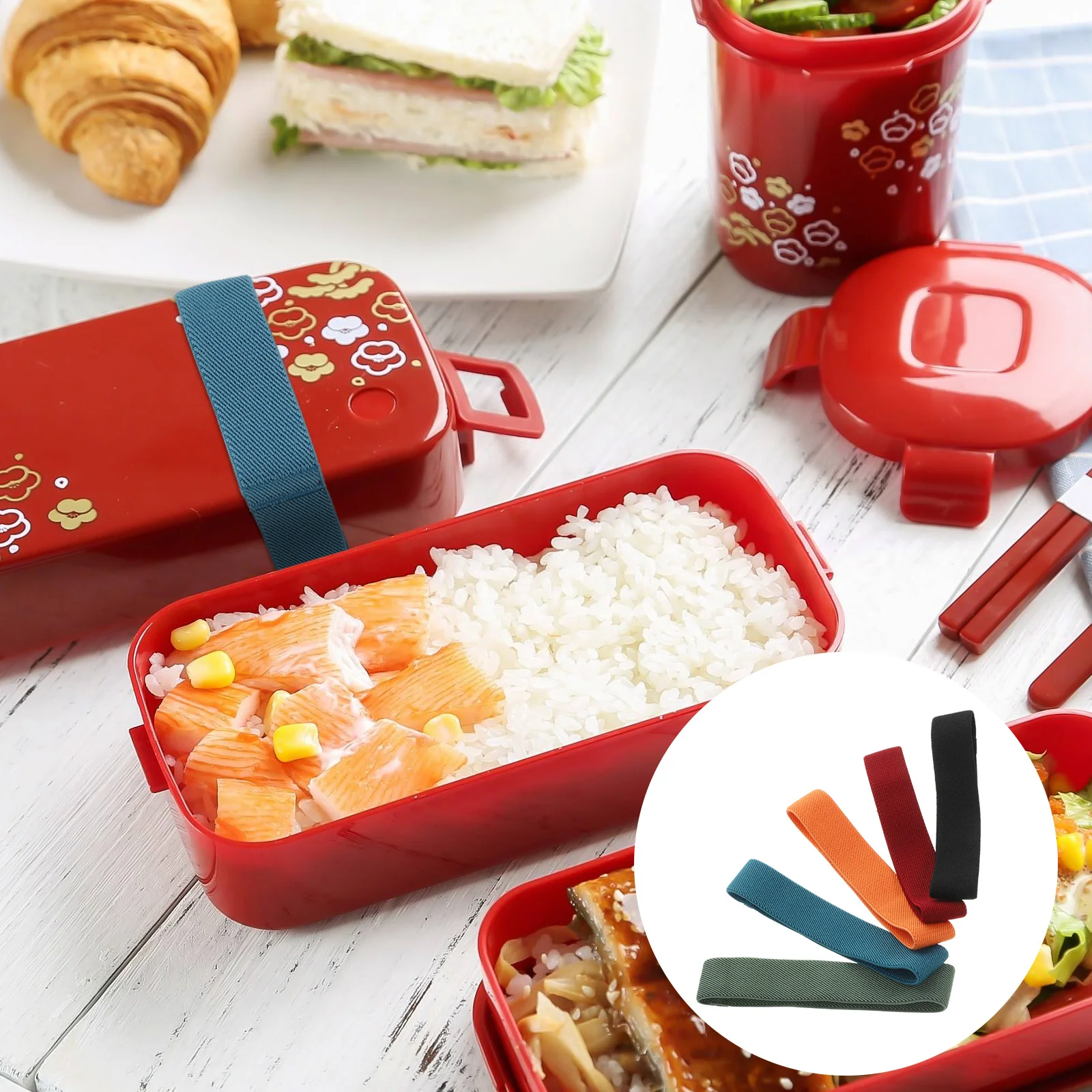 

10 Pcs Strap Portable Straps Lunch Container Elastic Boxes Convenient Food Double Layer Elasticity