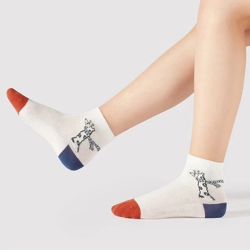 5Pairs Fashion Cartoon Boys Summer Socks Breathable Baby Mesh Sock Thin Cotton Children SportS Short Sock 0-14Year Kids Footwear