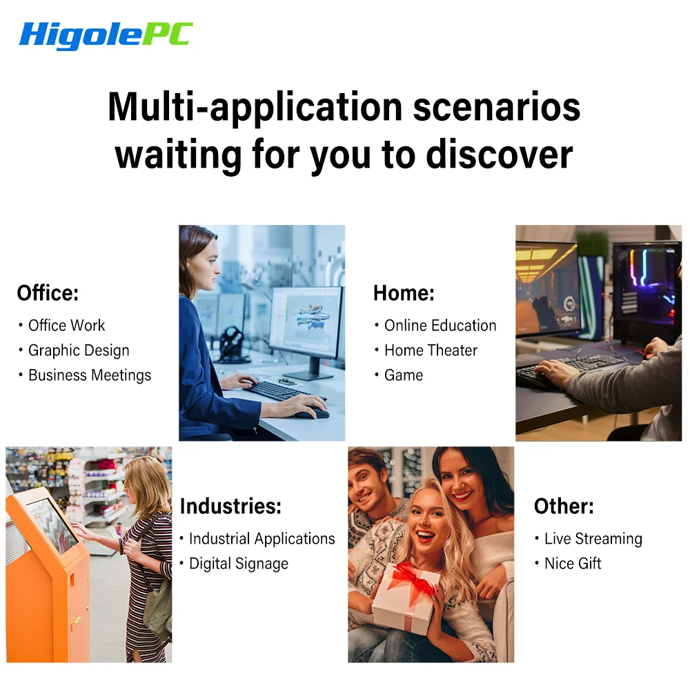 HIGOLEPC Mini PC 12th Gen N95 16GB RAM 256GB ROM,4G Data Mini PC with Screen Dual 2.5GbE LAN Full-Functional USB-C Mini Computer