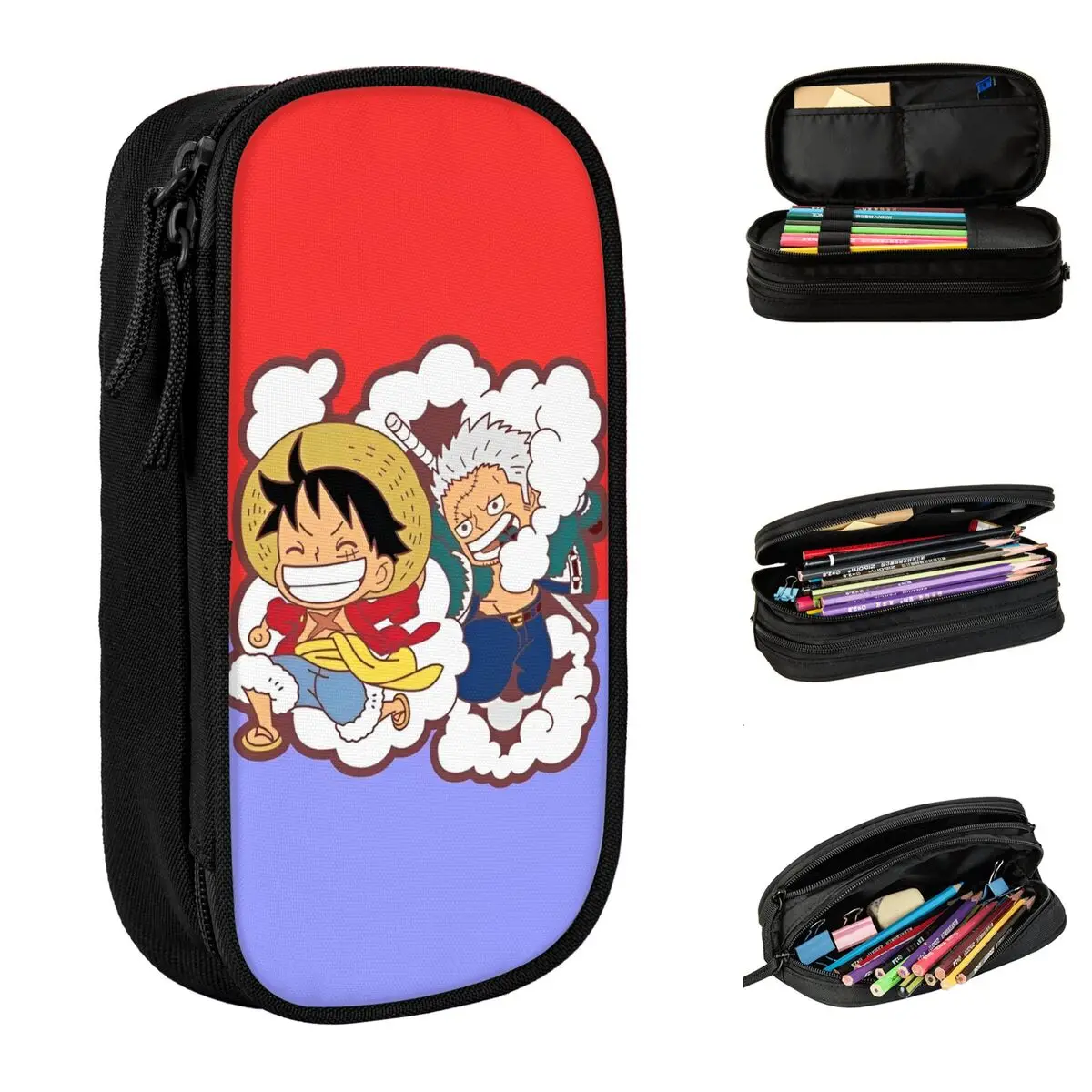 Astucci per matite Anime monopezzo Fashion rufy e Zoro Pen Bag Kids Large Storage School Supplies astuccio per matite cosmetiche