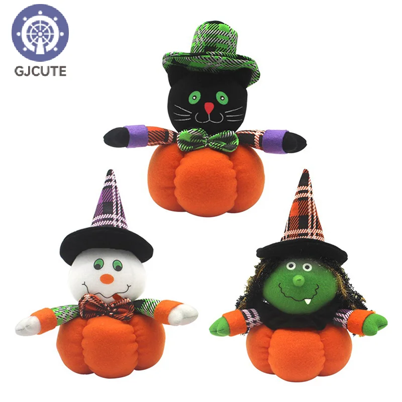 Cartoon Pumpkin Witches Girl Toys Soft Stuffed Dolls Toy Children Gift Pumpkin Witches Dolls Halloween Party Decoration