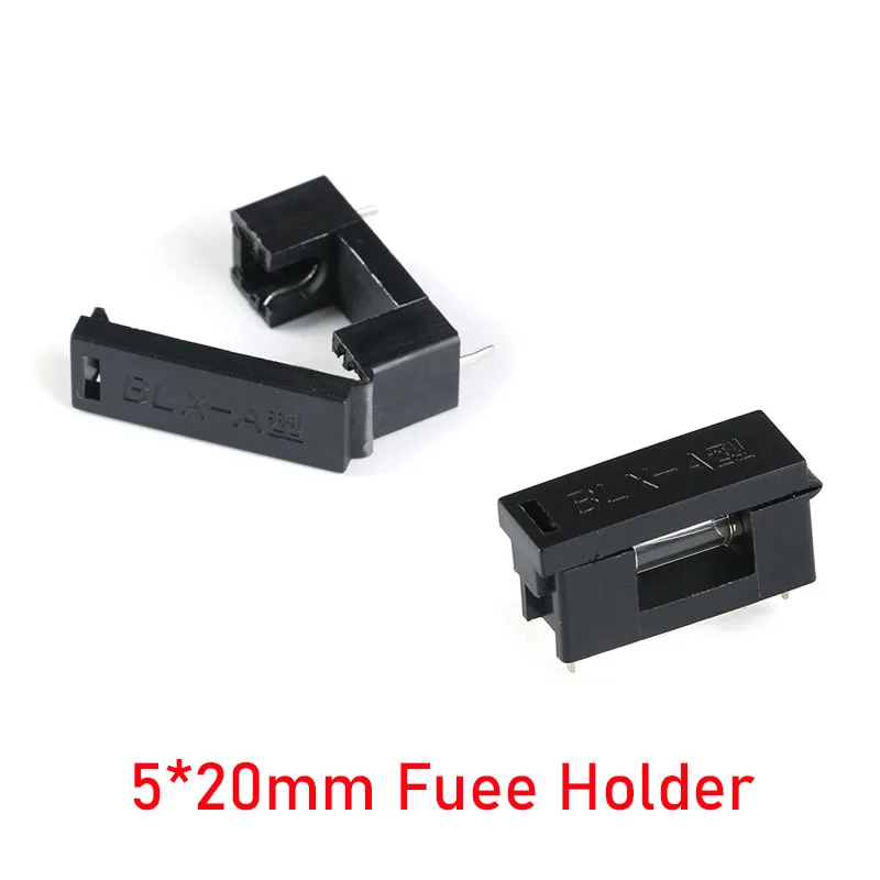 10Pcs 5x20mm Fuse Holder With Cover Chassis/Panel Mount BLX-A Black For PCB Board S08 Drop ship