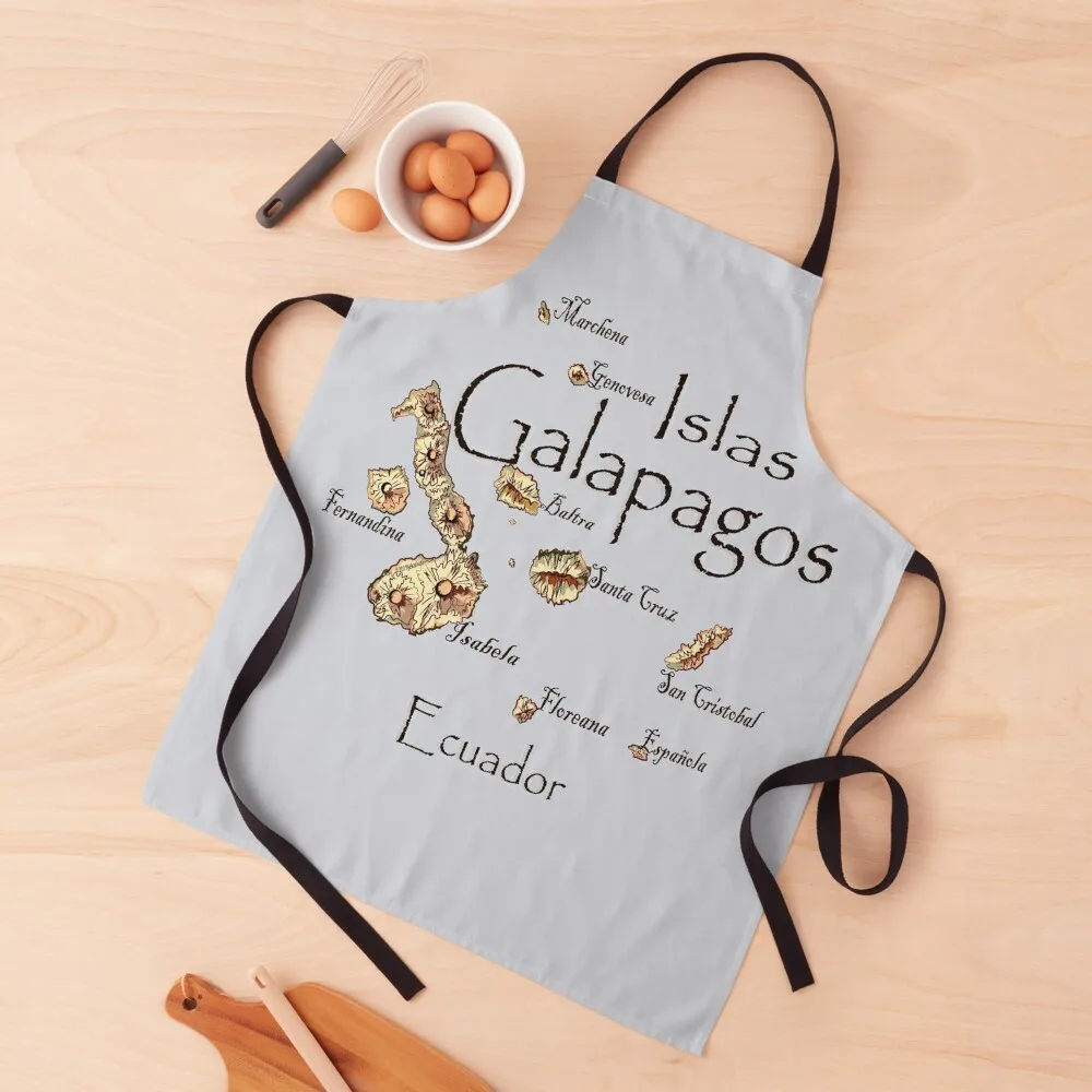 Map of the Galapagos Islands Apron Kitchen Things Household Items Chef Uniform Woman Apron