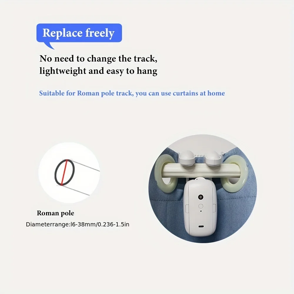 1pcs smart electric curtain motor, bluetooth control with APP/timer,Intelligent curtain opener，Roman pole track， works with Tuya