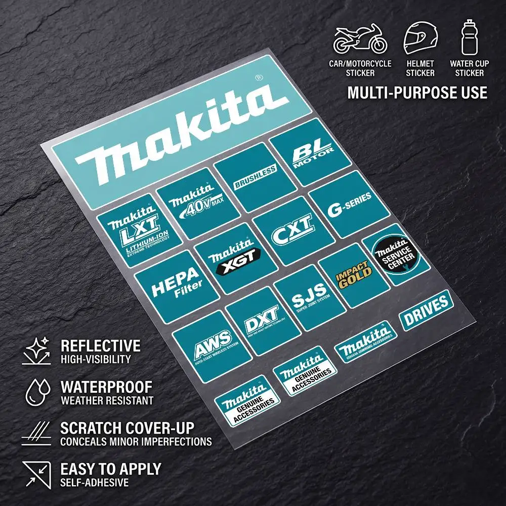 M-makita Universal Multi-Purpose Reflective Waterproof Stickers Scratch Conceal For Auto Bike Helmet Mug Fridge Decoration