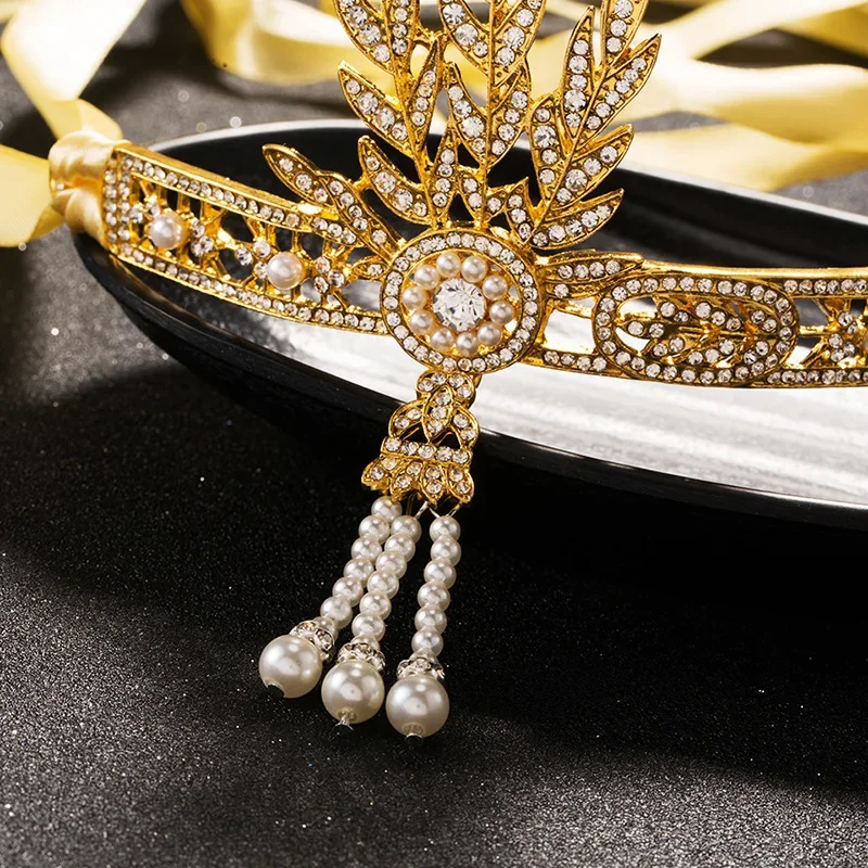 Crystal Pearl Crown Tiara Headband For Women Bride Rhinestone Prom Diadem Bridal Wedding Hair Accessories Jewelry Crown Tiara