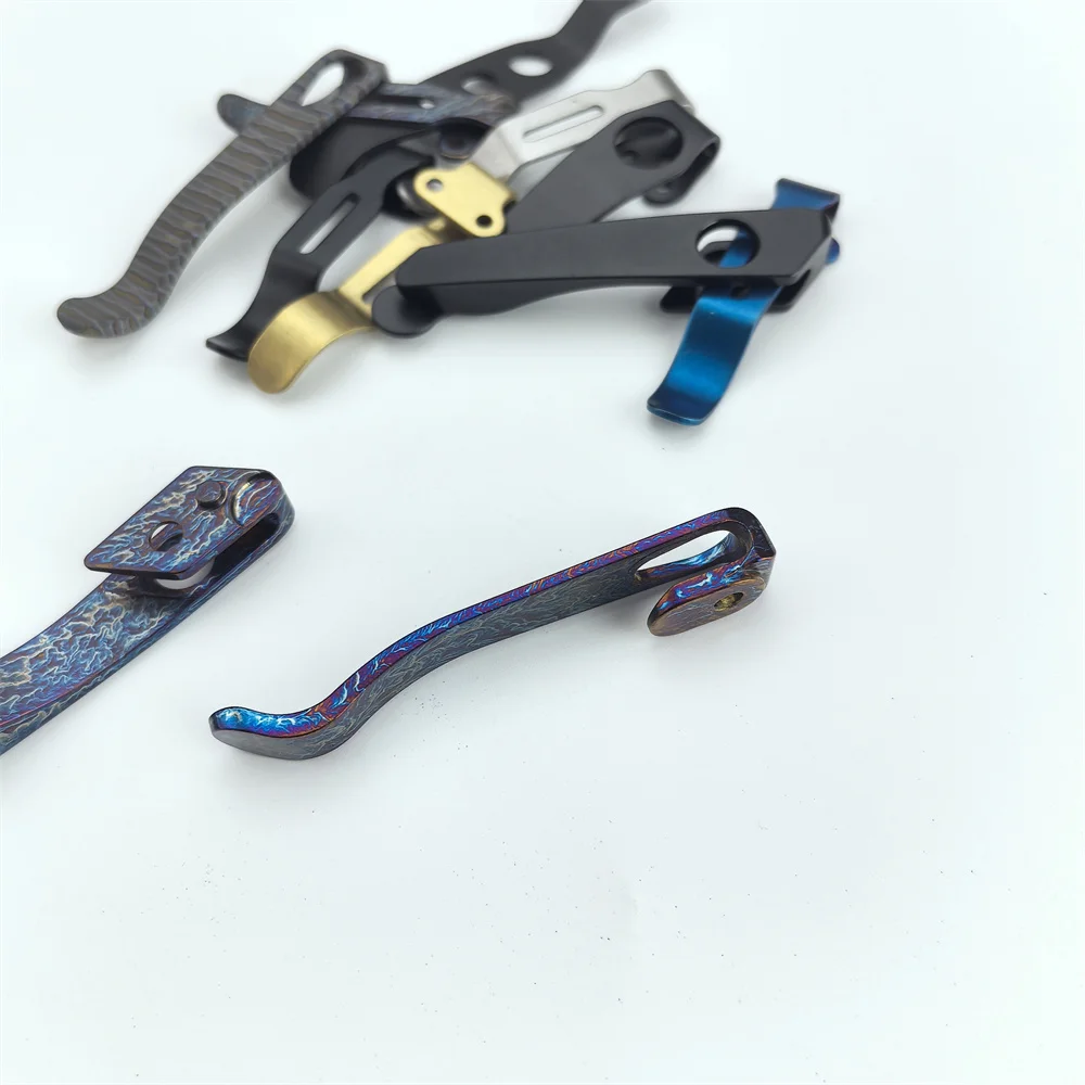 NEW Stainless Steel Burning Titanium Back Clip for DIY Folding Pocket Knife DIY Accessories Back Clip Custom Back Clip Holder