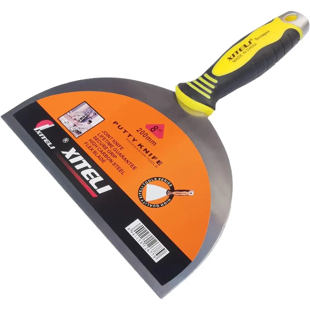 มีดโป๊วสแตนเลสขนาด 8 นิ้ว พร้อมด้ามจับพลาสติกตามหลักสรีรศาสตร์ สำหรับงานทาสี ผนัง พื้น กระเบื้อง โลหะ