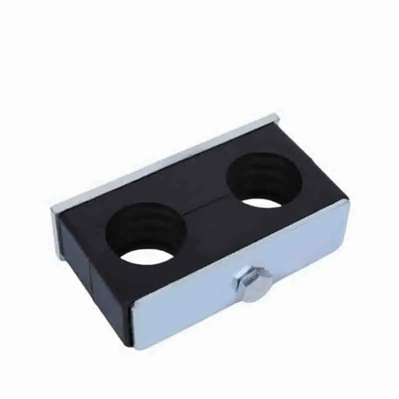 2PCS Black Plastic Pipe Bolted Clips Tube Fastener Kit Double 2-Hole Design Quick Install Various Diameter 6-35mm