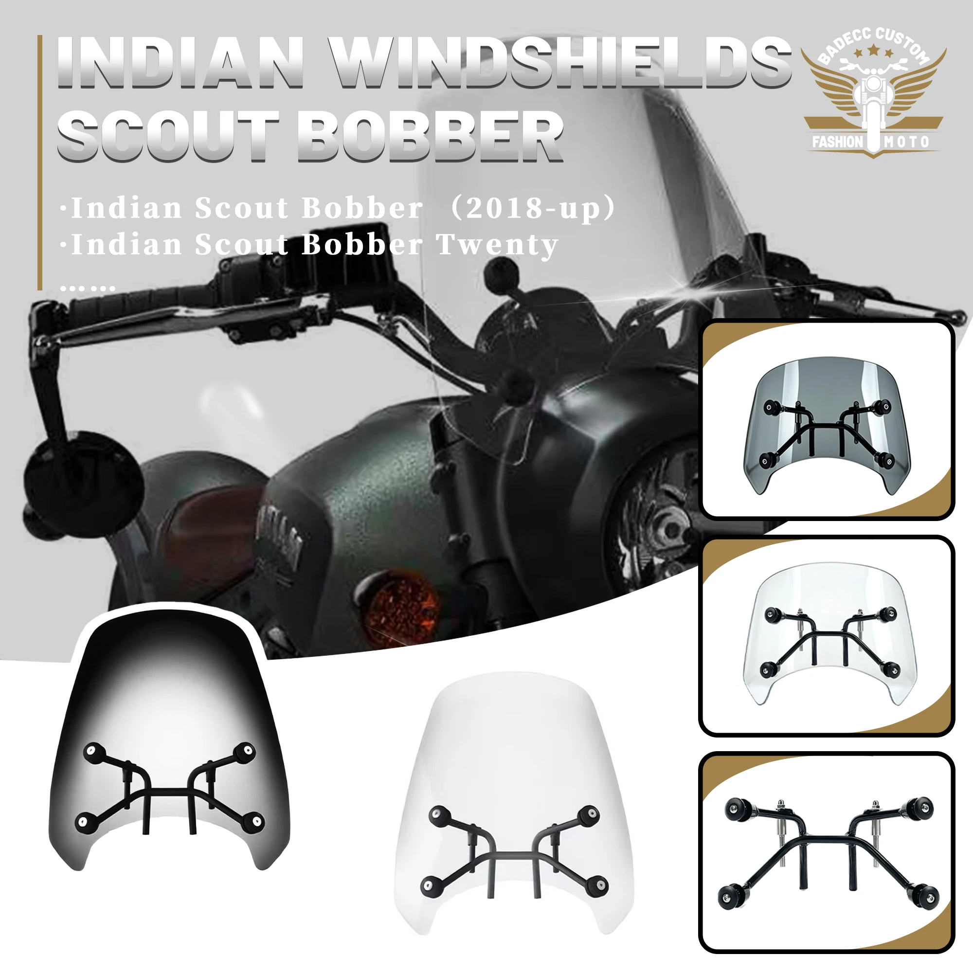 

Motorcycle Windscreen Windshield Mounting Hardware For Indian Scout Bobber / Bobber Twenty 2018-up Air Deflector Spoiler
