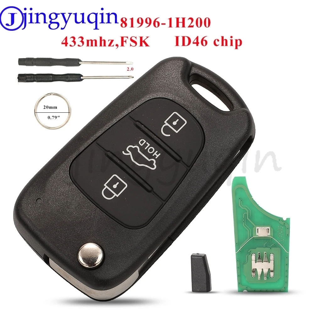 jingyuqin 81996-1H200 433MHz FSK ID46 chip 3 Buttons Flip Remote Car Key Fob For Kia K2 Soul Ced 2007-2010 OKA-185T Control