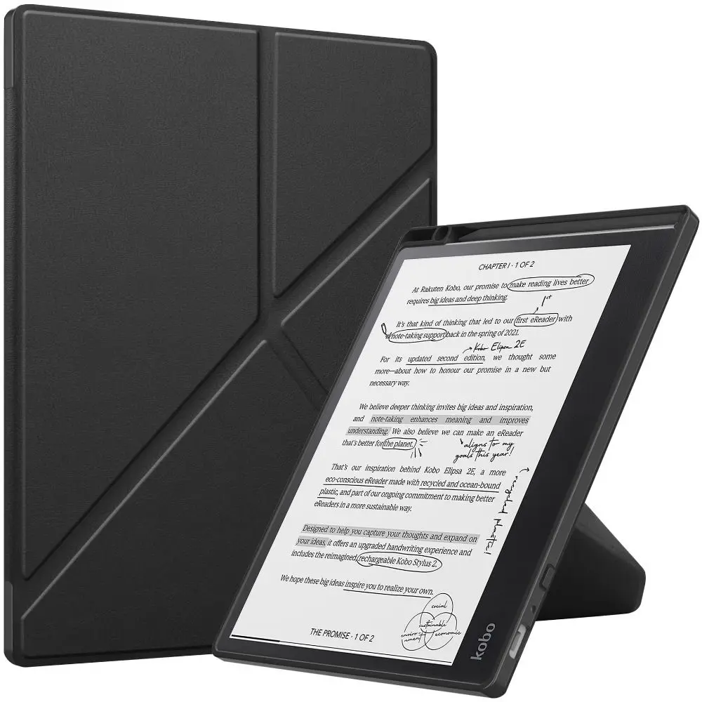 Suporte dobrável Concha protetora à prova de choque, Couro resistente ao desgaste, Auto Sleep and Wake, 10.3 "E-Reader Case, Kobo Elite 2E