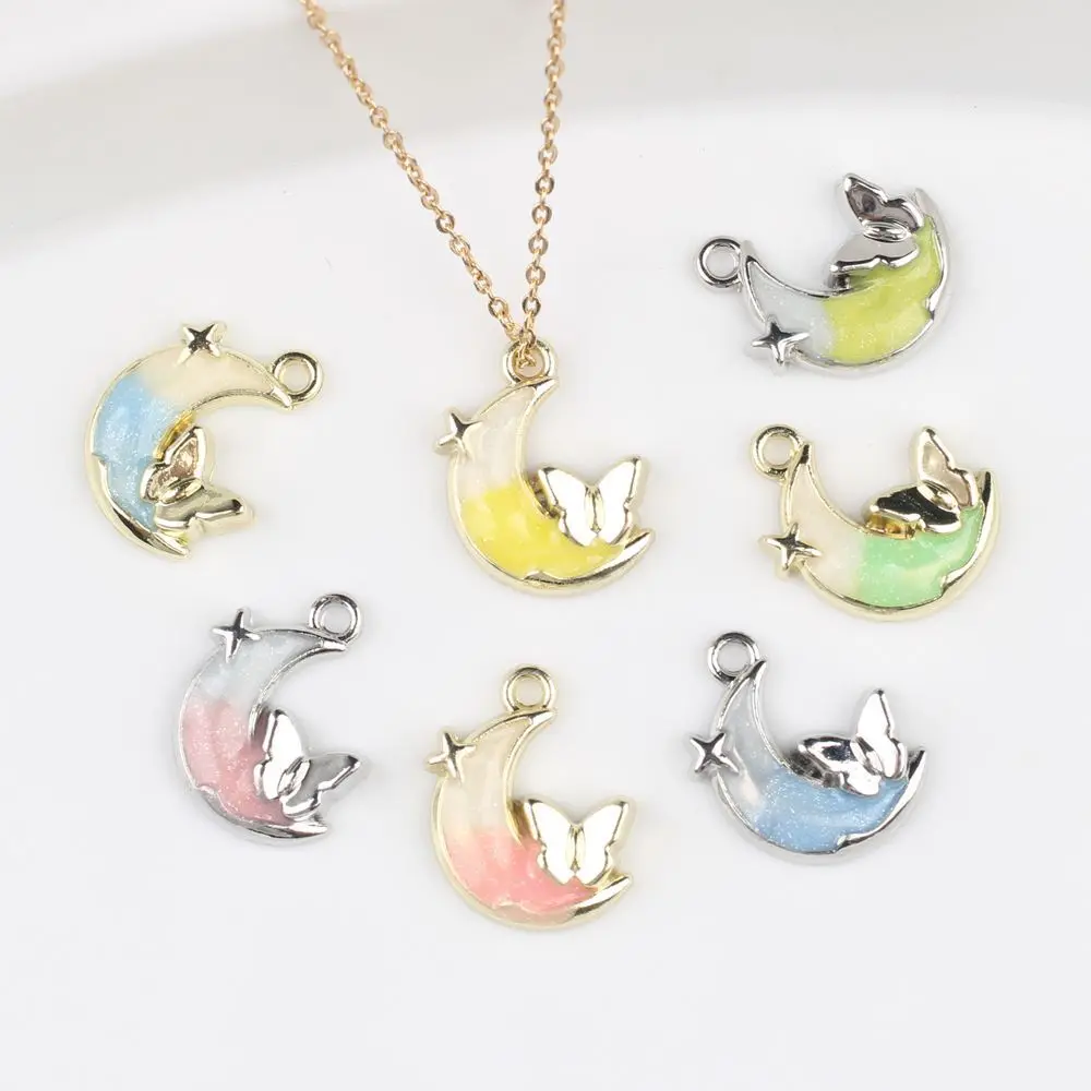 

10 шт., подвески ручной работы с луной, подвески, бабочка, звезда, ожерелье, серьги, подвески, разъемы, серьги «сделай сам», фурнитура для изготовления ювелирных изделий