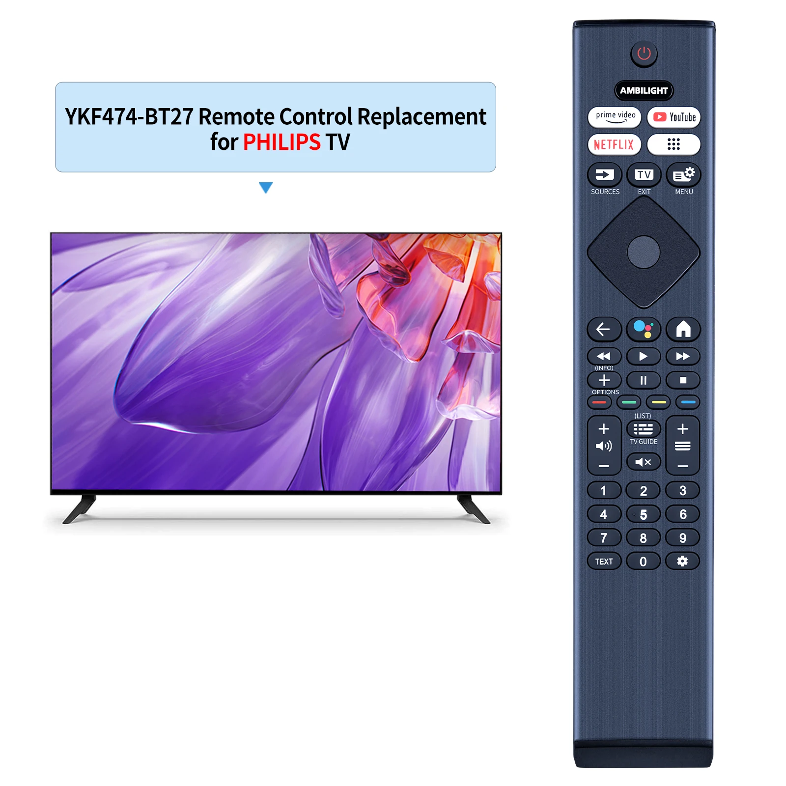 Nouveau YKF474-BT27 398GM10BEPHN0057birthTélécommande Pour Philips TV 50PUS8558