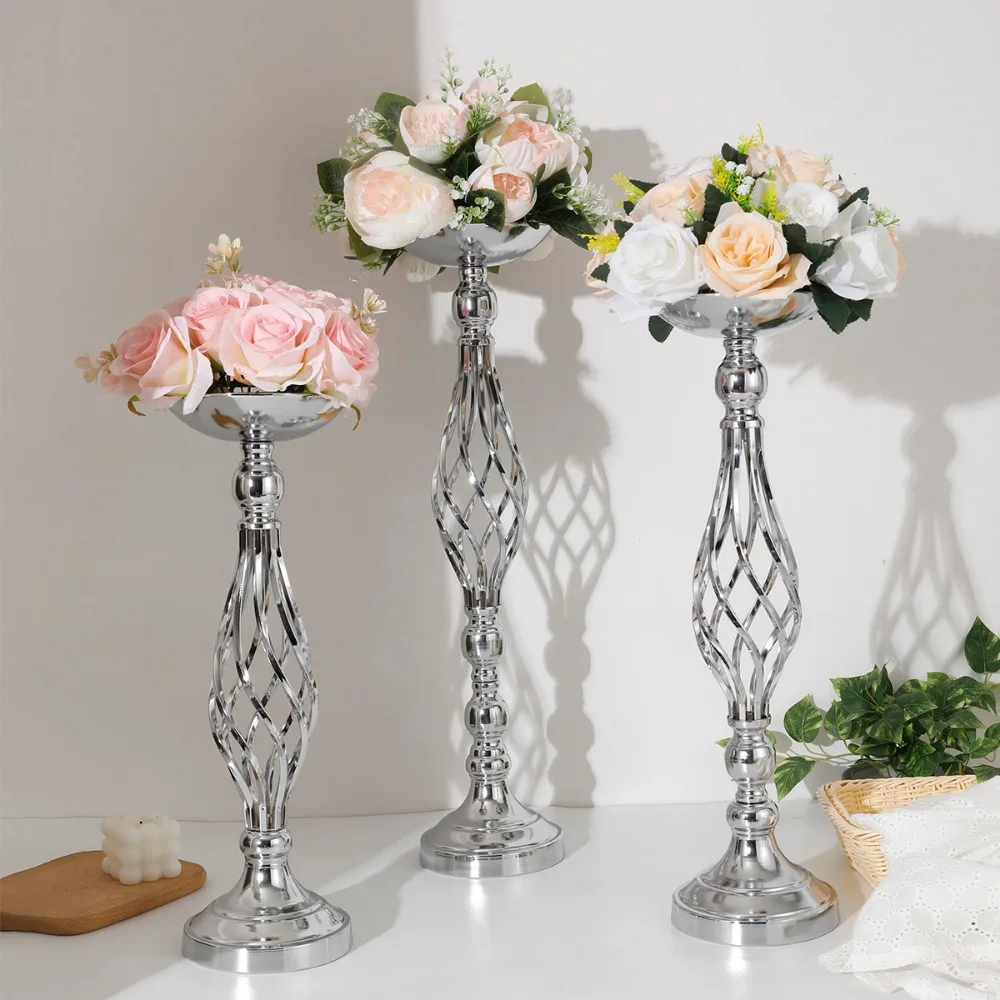 

New Dining Table Candle Holder Arrangement Silver Iron Flower Arranger Path Candle Holder Wedding Flower Props Home Furnishings