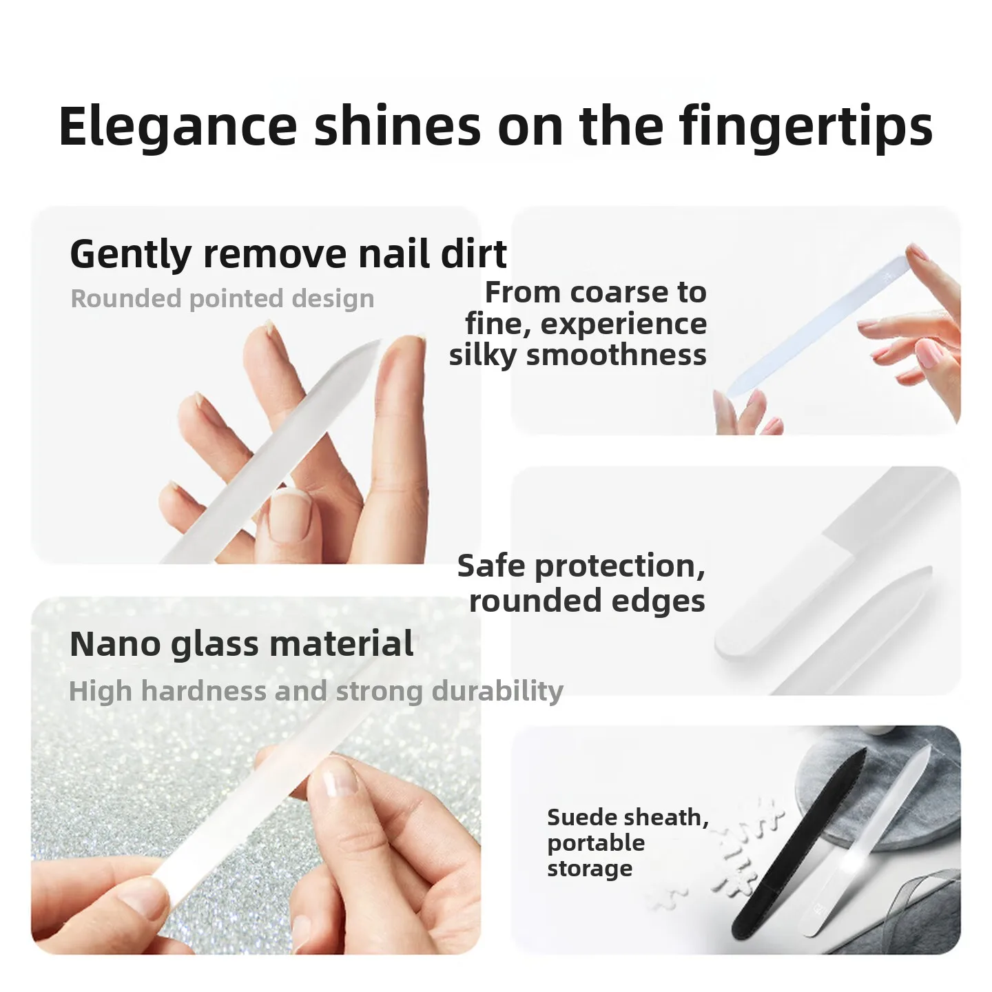 Double Sided Nano Glass Nail File Fine Surface Manicure Buffing Tool Hard Wear Resistant Fingernail Shaping Home Kit 유리 네일 파일