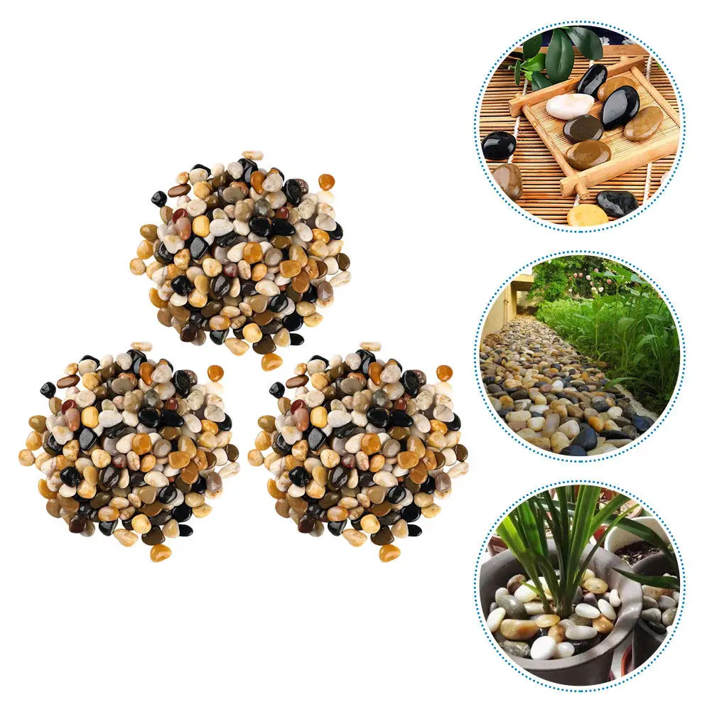 3Packs Eco-Friendly Smooth Round Pebbles for Aquariums Indoor Plants Succulents Vases Landscaping Gardens Walkways Water