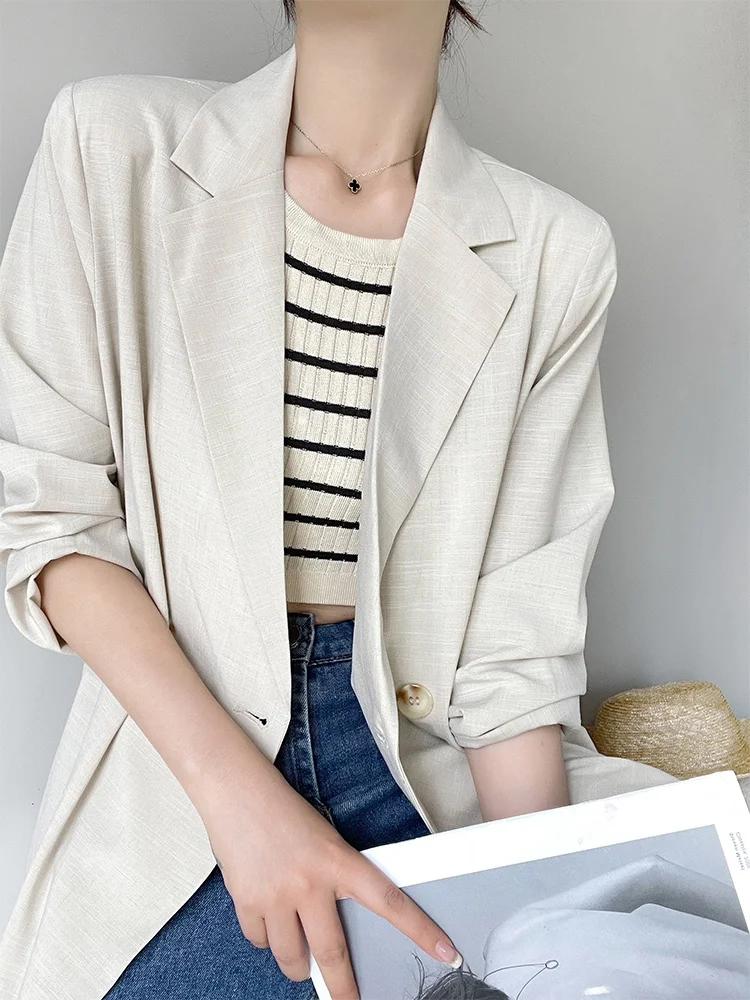 

Petrarchan Sonnet Casual Long Sve Commute Sle Pure Color Women's Jaet Summer Autumn New Arrival