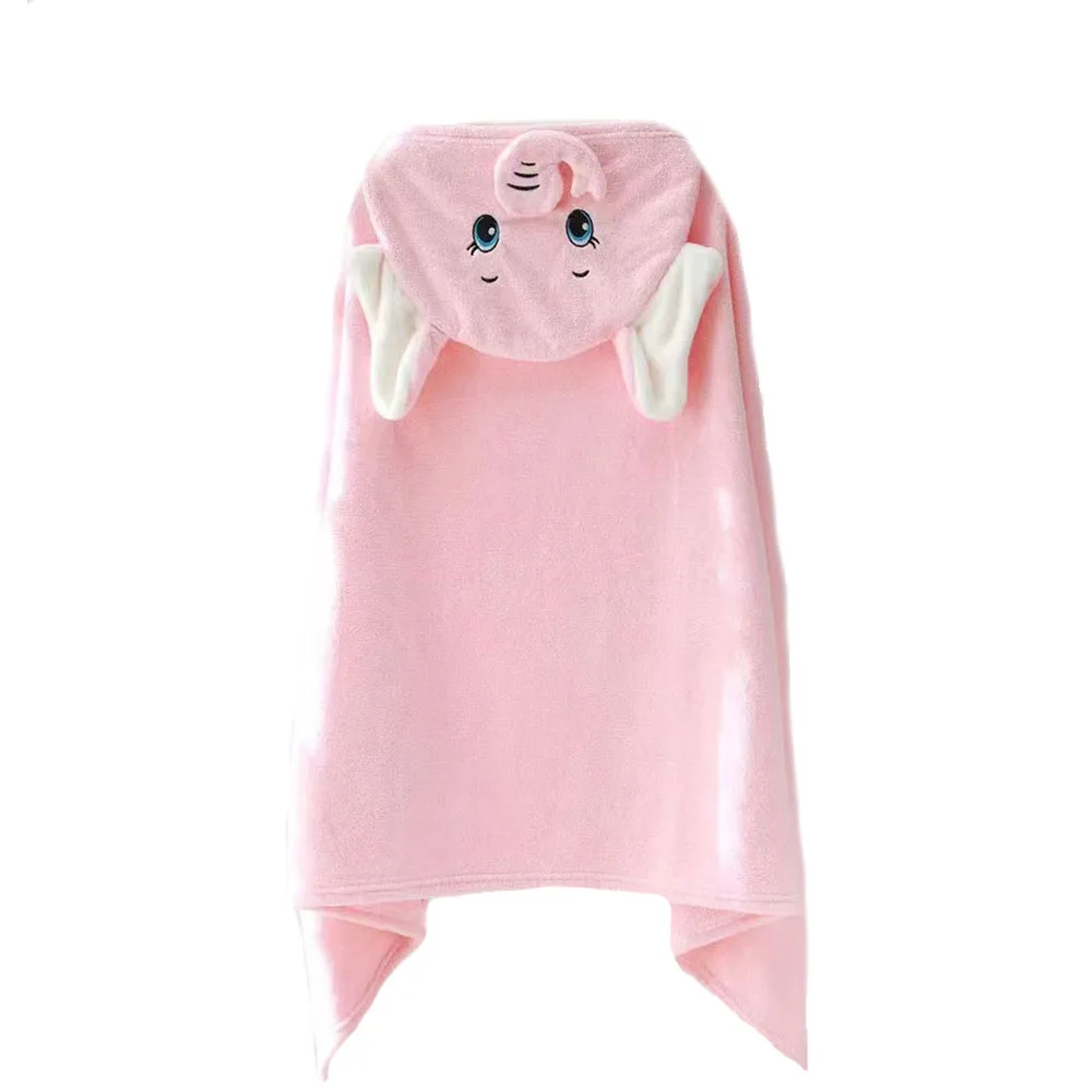 2023 Baby Elephant Bathrobe Flannel Cloak Cartoon Boy Girl Ultra-Soft Hooded Spa Robe Bath Towel Baby Shower Gift