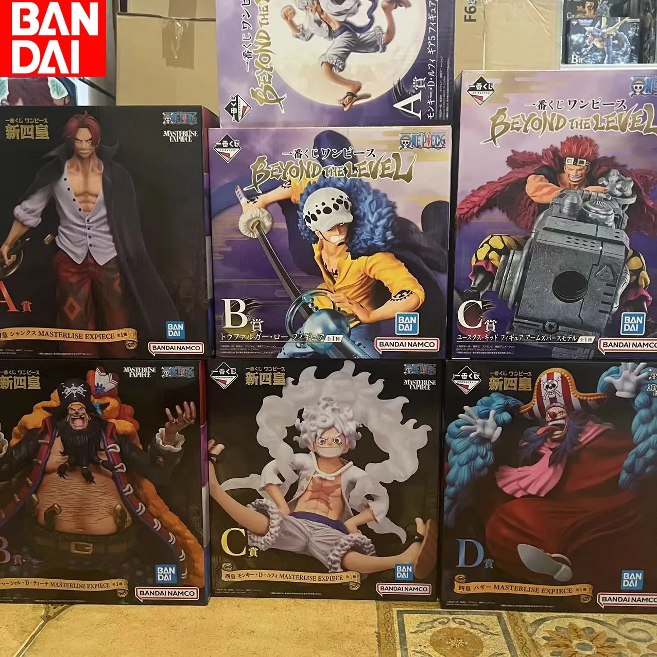 Bandai Genuine Monkey D Luffy Trafalgar Law Eustass Kid Ichiban Kuji Beyond The Level One Piece Anime Figure Model Doll Toys