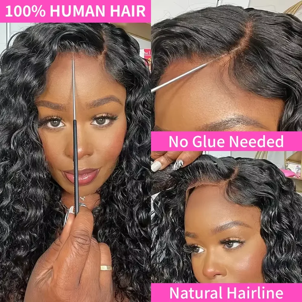 13x4 HD Water Wave Human Hair Wig 40 Inches 13x6 Pre Plucked Lace Frontal Wig Human Hair  5x5 Glueless Curly Lace Front Wig Deep Wave Hair Brazilian On Sale view 4
