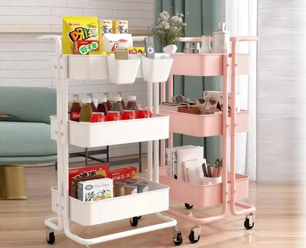 L Mobile cart storage racks, multi-layer storage racks, kitchen snack storage racks