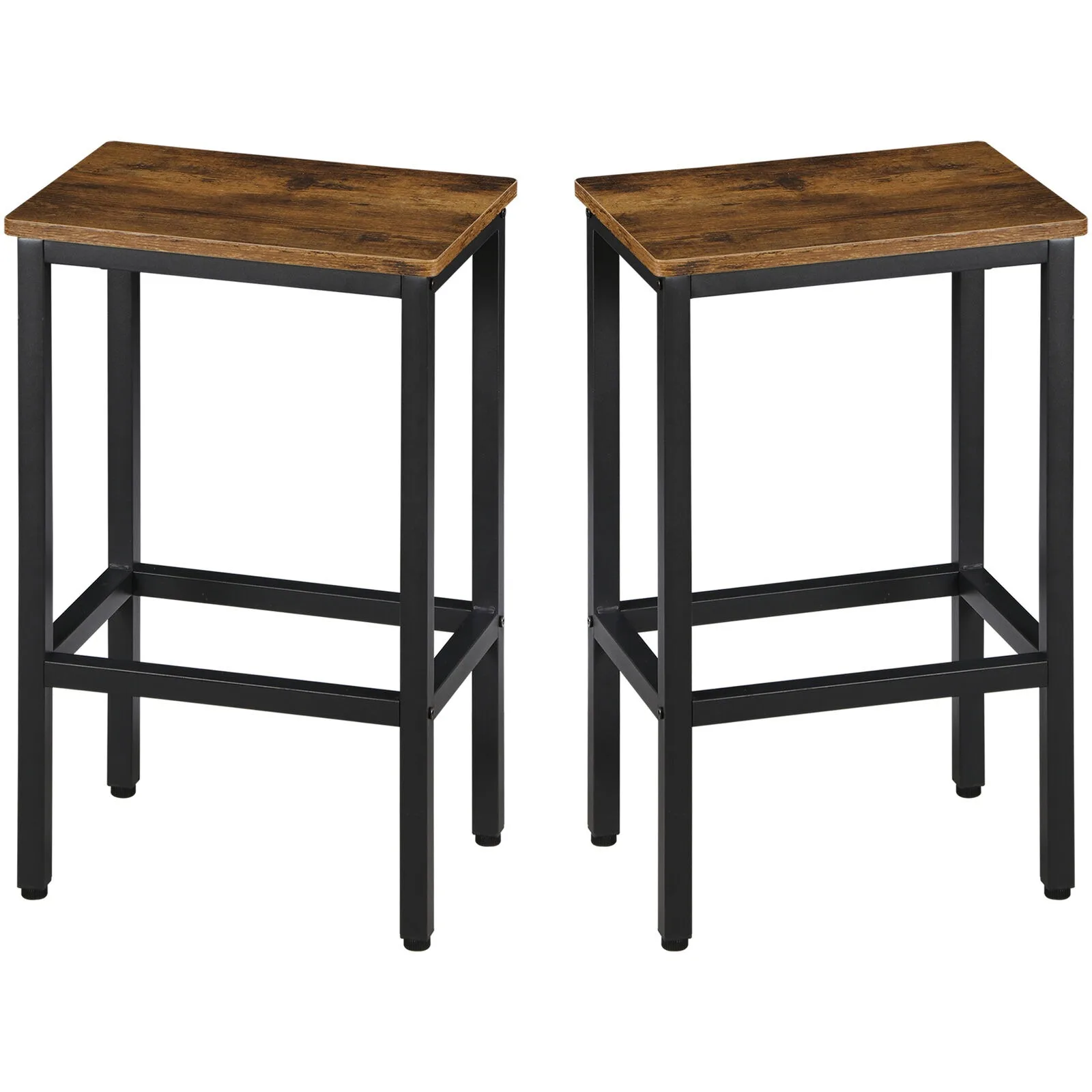 Taburetes de bar de EE. UU., juego de 2 taburetes de comedor sin respaldo de 25,6 pulgadas de altura de mostrador, reposapiés superior de madera