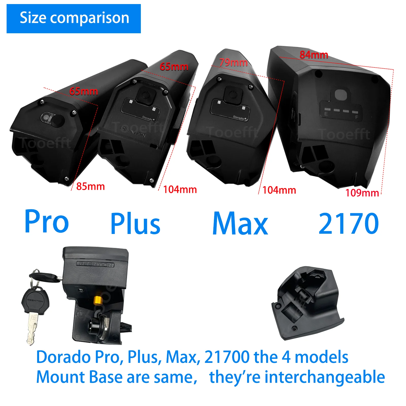 L460mm Reention Dorado 48 فولت دراجة كهربائية بطارية ليثيوم ل NCM موسكو ميلانو أسبن دراجة كهربائية