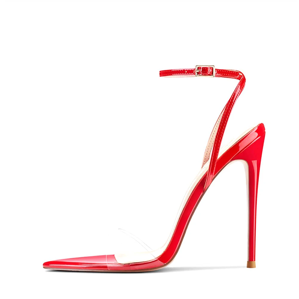 Women Clear PVC High Heel Sandals Open Toe Ankle Strap Stiletto Wedding Party Shoes Custom Color